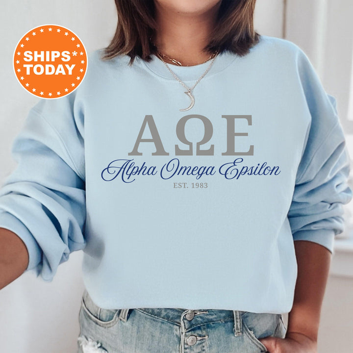 Alpha Omega Epsilon Script Sisters Sorority Sweatshirt | Alpha Omega Epsilon Sweatshirt | Greek Letters Crewneck | Greek Sweatshirt _ 14818g