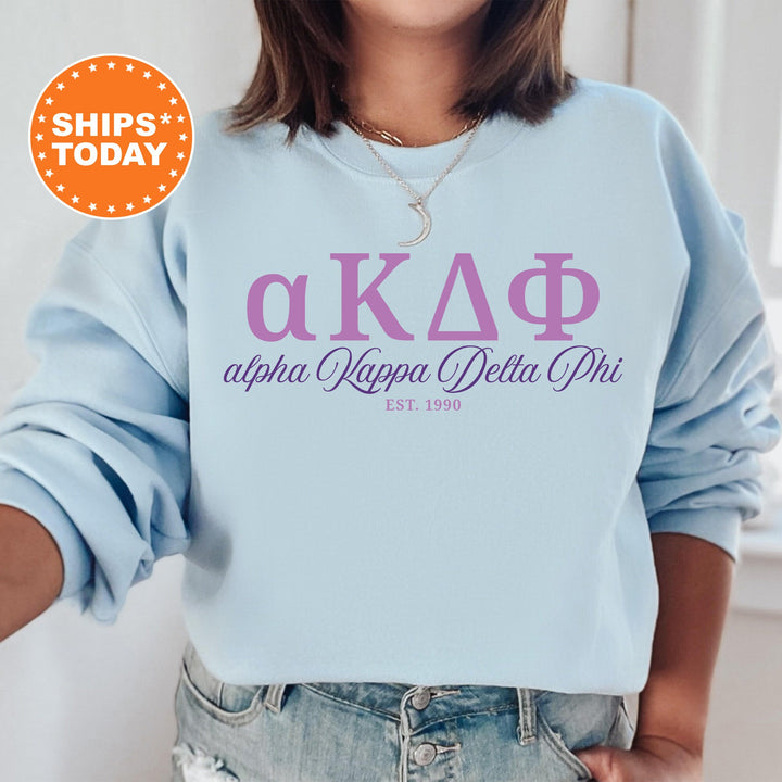 Alpha Kappa Delta Phi Script Sisters Sorority Sweatshirt | Alpha Kappa Delta Phi Sweatshirt | aKDPhi Greek Letters Sweatshirt _ 14817g