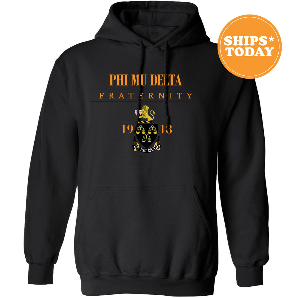 a black hoodie with the words phi nu delta fraternity on it