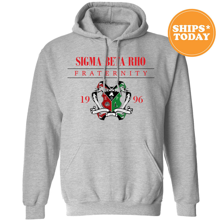 a grey hoodie with a picture of two people on it