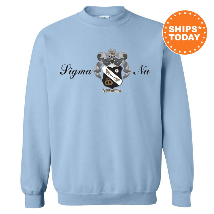 Sigma Nu Noble Seal Fraternity Sweatshirt | Sigma Nu Fraternity Crest | Rush Pledge Gift | College Crewneck | Greek Apparel _ 9801g