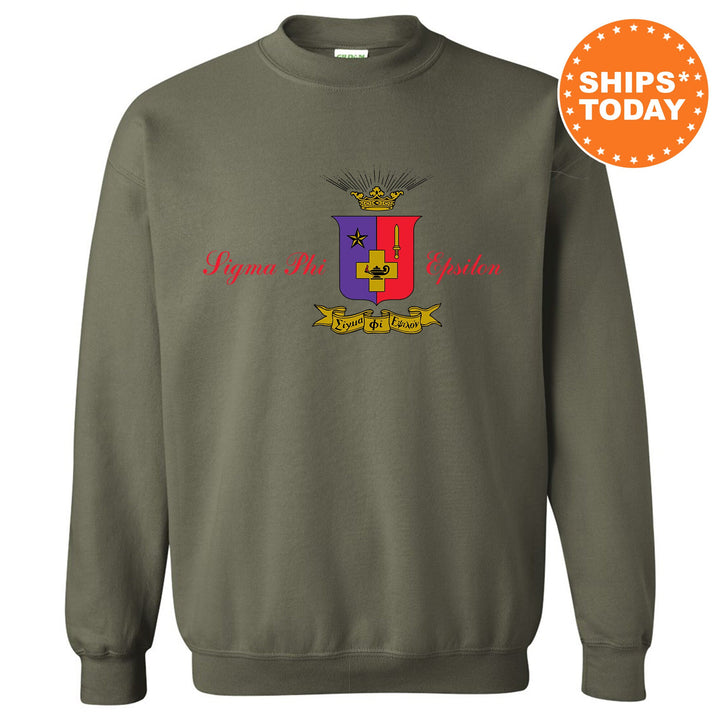 Sigma Phi Epsilon Noble Seal Fraternity Sweatshirt | SigEp Fraternity Crest | Rush Pledge Gift | College Crewneck | Greek Apparel _ 9802g