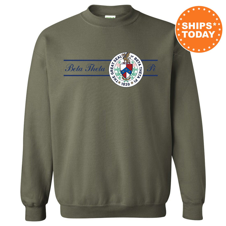 Beta Theta Pi Noble Seal Fraternity Sweatshirt | Beta Fraternity Crest | Rush Pledge Gift | College Crewneck | Greek Apparel _ 9782g