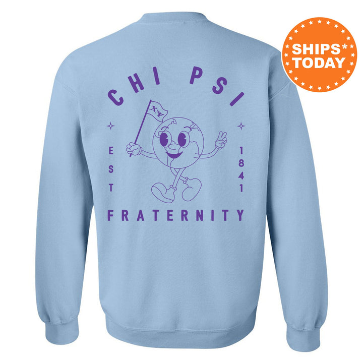 Chi Psi World Flag Fraternity Sweatshirt | Chi Psi Sweatshirt | Fraternity Crewneck | College Greek Apparel | Fraternity Gift _ 15575g