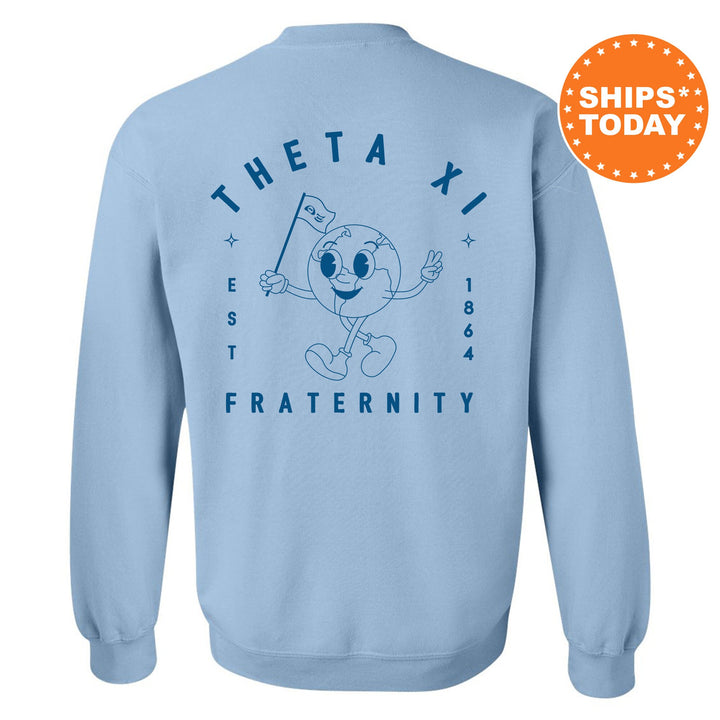 Theta Xi World Flag Fraternity Sweatshirt | Theta Xi Sweatshirt | Fraternity Crewneck | College Greek Apparel | Fraternity Gift _ 15599g