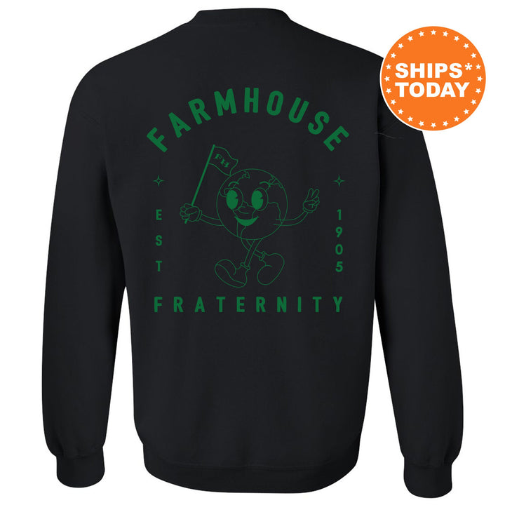 Farmhouse World Flag Fraternity Sweatshirt | Farmhouse Sweatshirt | Fraternity Crewneck | College Greek Apparel | Fraternity Gift _ 15579g