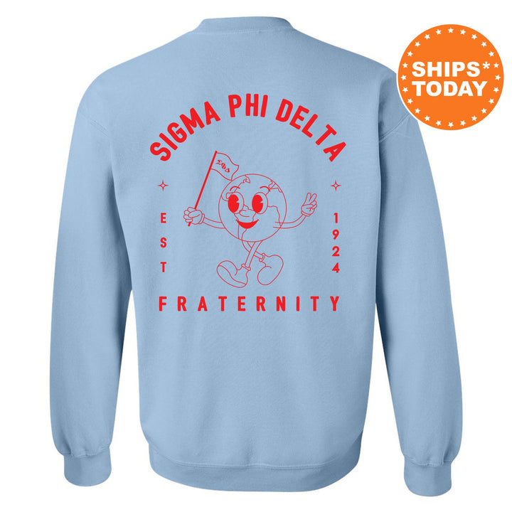 Sigma Phi Delta World Flag Fraternity Sweatshirt | Sigma Phi Delta Sweatshirt | Fraternity Crewneck | College Greek Apparel _ 15597g