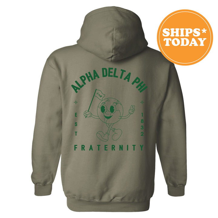 Alpha Delta Phi World Flag Fraternity Sweatshirt | Alpha Delt Sweatshirt | Fraternity Crewneck | College Greek Apparel _ 15573g