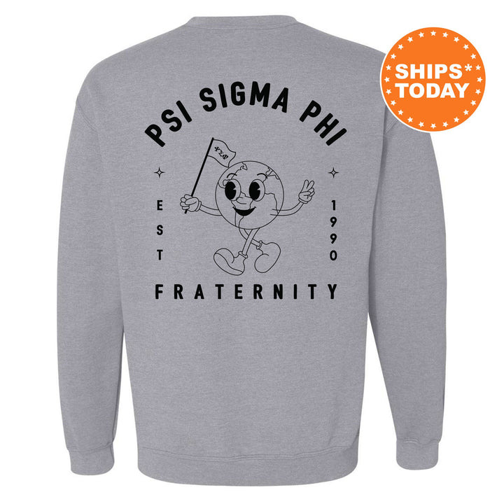 Psi Sigma Phi World Flag Fraternity Sweatshirt | Psi Sigma Phi Sweatshirt | Fraternity Crewneck | College Greek Apparel _ 15593g