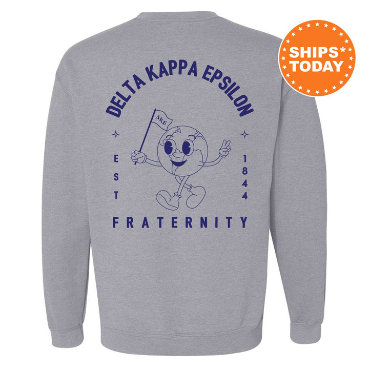Delta Kappa Epsilon World Flag Fraternity Sweatshirt | DKE Sweatshirt | Fraternity Crewneck | College Greek Apparel _ 15578g