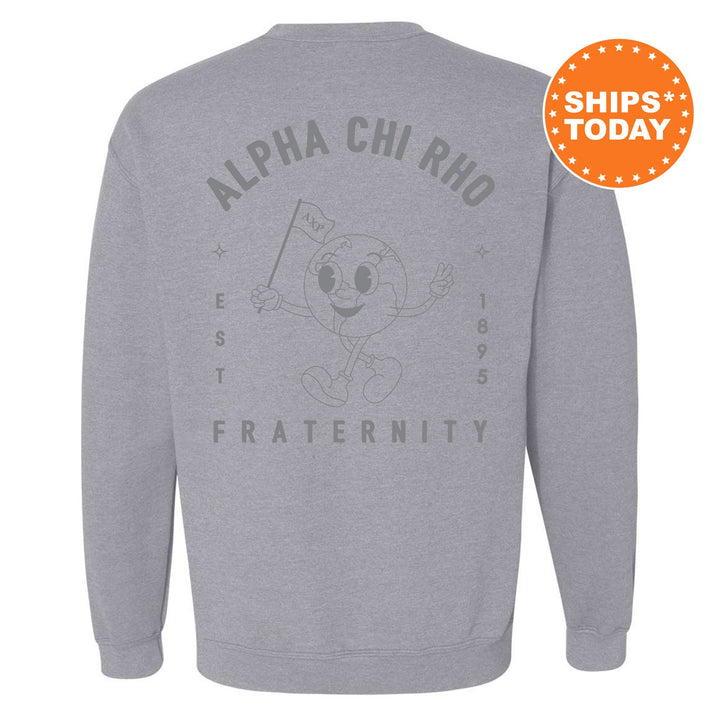 Alpha Chi Rho World Flag Fraternity Sweatshirt | Alpha Chi Rho Sweatshirt | Fraternity Crewneck | College Greek Apparel _ 15572g