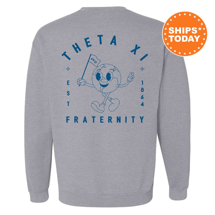 Theta Xi World Flag Fraternity Sweatshirt | Theta Xi Sweatshirt | Fraternity Crewneck | College Greek Apparel | Fraternity Gift _ 15599g