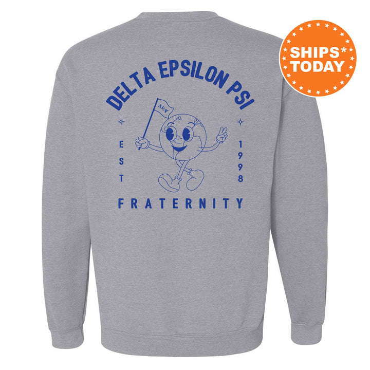 Delta Epsilon Psi World Flag Fraternity Sweatshirt | DEPsi Sweatshirt | Fraternity Crewneck | College Greek Apparel _ 15577g
