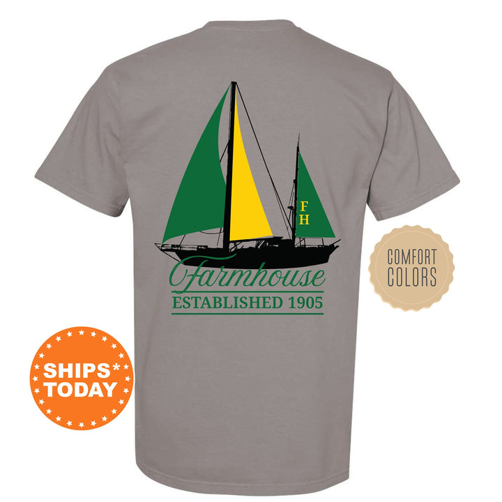 Farmhouse Black Boat Fraternity T-Shirt | Farmhouse Shirt | Comfort Colors Tee | Fraternity Bid Day Gift | Rush Shirt _ 15610g
