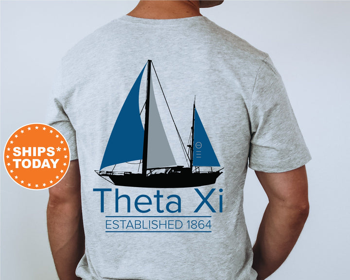 Theta Xi Black Boat Fraternity T-Shirt | Theta Xi Shirt | Comfort Colors Tee | Fraternity Bid Day Gift | Rush Shirt | Pledge Shirt _  15630g