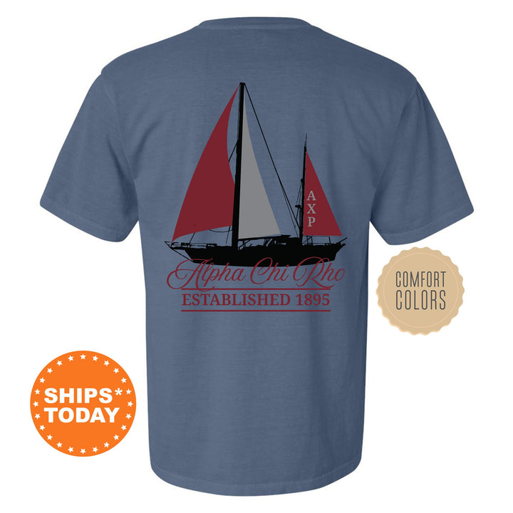 Alpha Chi Rho Black Boat Fraternity T-Shirt | Alpha Chi Rho Shirt | Comfort Colors Tee | Fraternity Bid Day Gift | Rush Shirt _ 15603g