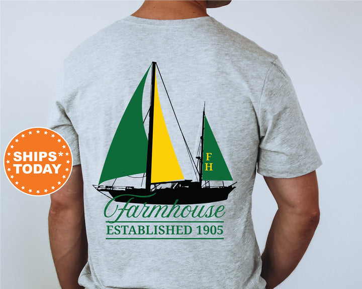 Farmhouse Black Boat Fraternity T-Shirt | Farmhouse Shirt | Comfort Colors Tee | Fraternity Bid Day Gift | Rush Shirt _ 15610g