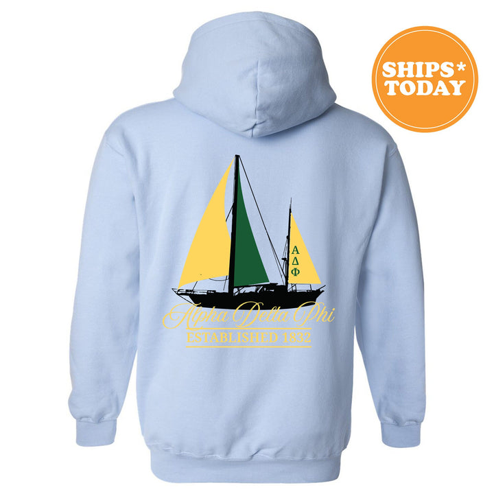 Alpha Delta Phi Black Boat Fraternity Sweatshirt | Alpha Delt Sweatshirt | Fraternity Crewneck | Bid Day Gift | Greek Apparel _ 15604g