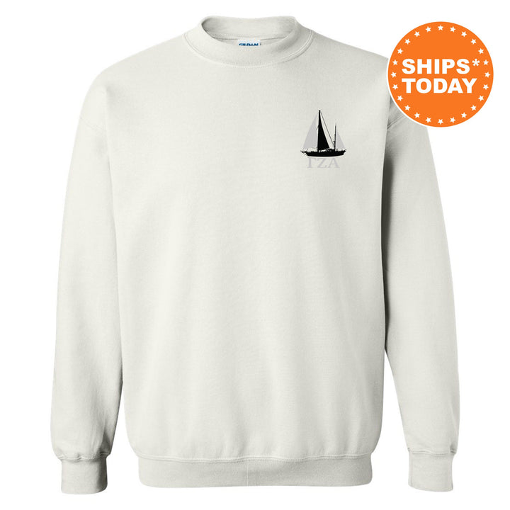 Gamma Zeta Alpha Black Boat Fraternity Sweatshirt | Gamma Zeta Alpha Sweatshirt | Fraternity Crewneck | Custom Greek Apparel _ 15611g
