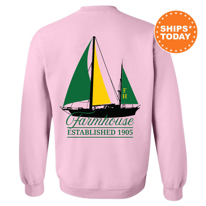 Farmhouse Black Boat Fraternity Sweatshirt | Farmhouse Sweatshirt | Fraternity Crewneck | Bid Day Gift | Custom Greek Apparel _ 15610g