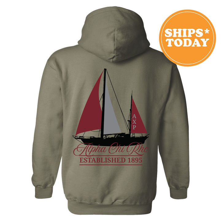 Alpha Chi Rho Black Boat Fraternity Sweatshirt | Alpha Chi Rho Sweatshirt | Fraternity Crewneck | Bid Day Gift | Greek Apparel _ 15603g