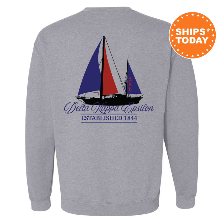 Delta Kappa Epsilon Black Boat Fraternity Sweatshirt | DKE Sweatshirt | Fraternity Crewneck | Bid Day Gift | Custom Greek Apparel _ 15609g