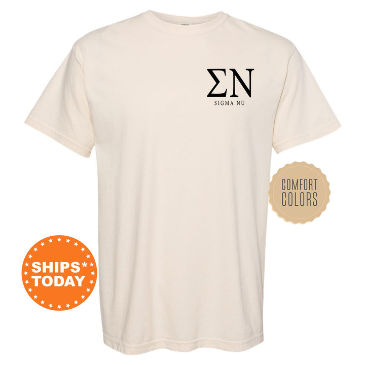 Sigma Nu Bonded Letters Fraternity T-Shirt | Sigma Nu Left Pocket Shirt | Comfort Colors | Greek Letters | Fraternity Bid Day Gift _ 17957g