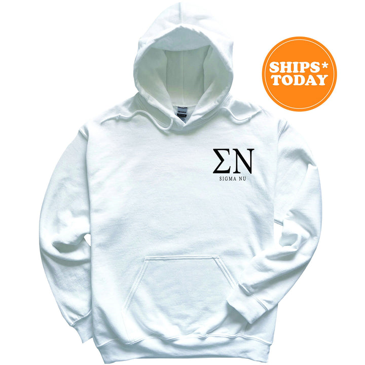 Sigma Nu Bonded Letters Fraternity Sweatshirt | Sigma Nu Left Pocket Crewneck | Greek Letters | Men Sweatshirt | College Apparel _ 17957g