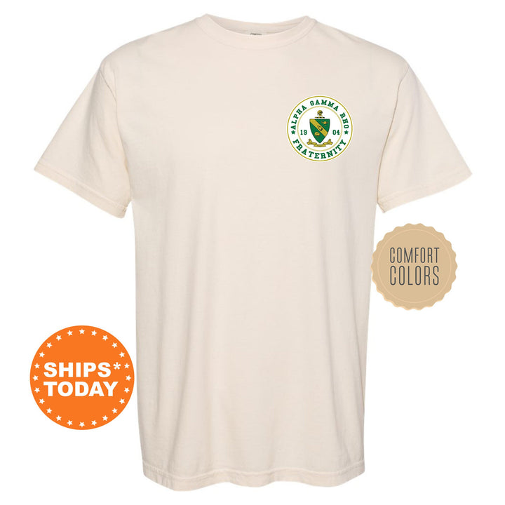 Alpha Gamma Rho Brotherhood Crest Fraternity T-Shirt | AGR Left Chest Graphic Tee | Fraternity Gift | Comfort Colors Shirt _ 17904g