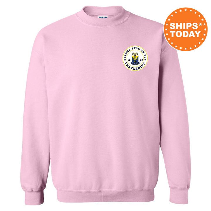 Alpha Epsilon Pi Brotherhood Crest Fraternity Sweatshirt | AEPi Left Chest Design Sweatshirt | Greek Apparel | College Crewneck _ 17903g