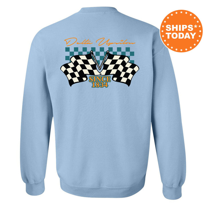 Delta Upsilon Race Banner Fraternity Sweatshirt | DU Crewneck Sweatshirt | New Pledge Gift | Rush Sweatshirt | College Crewneck