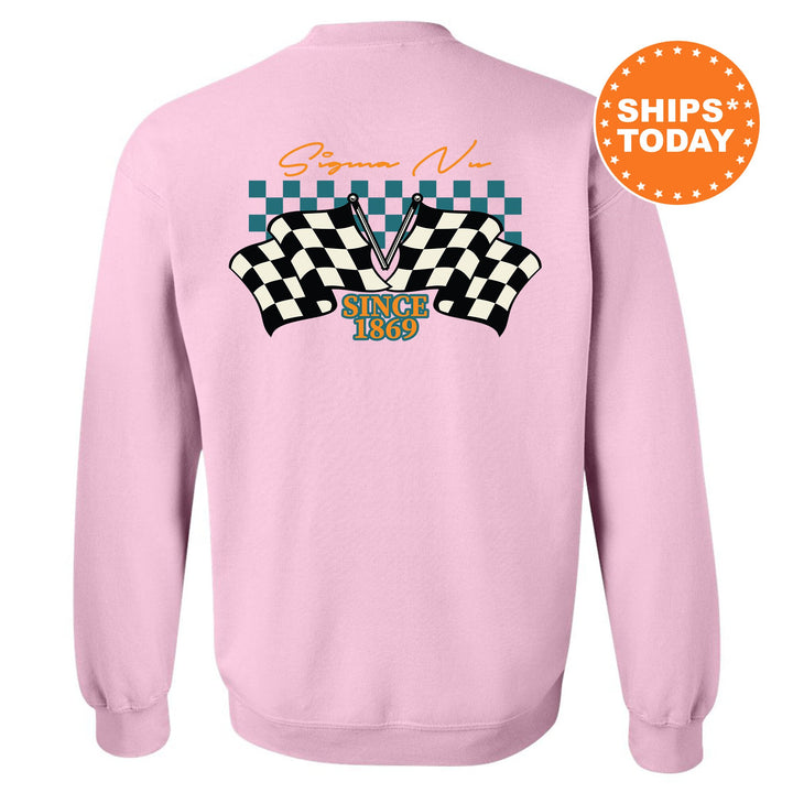 Sigma Nu Race Banner Fraternity Sweatshirt | Sigma Nu Crewneck Sweatshirt | New Pledge Gift | Rush Sweatshirt | College Crewneck