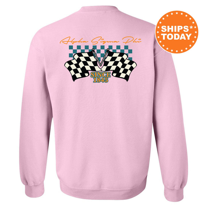 Alpha Sigma Phi Race Banner Fraternity Sweatshirt | Alpha Sig Crewneck Sweatshirt | New Pledge Gift | Rush Sweatshirt | College Crewneck
