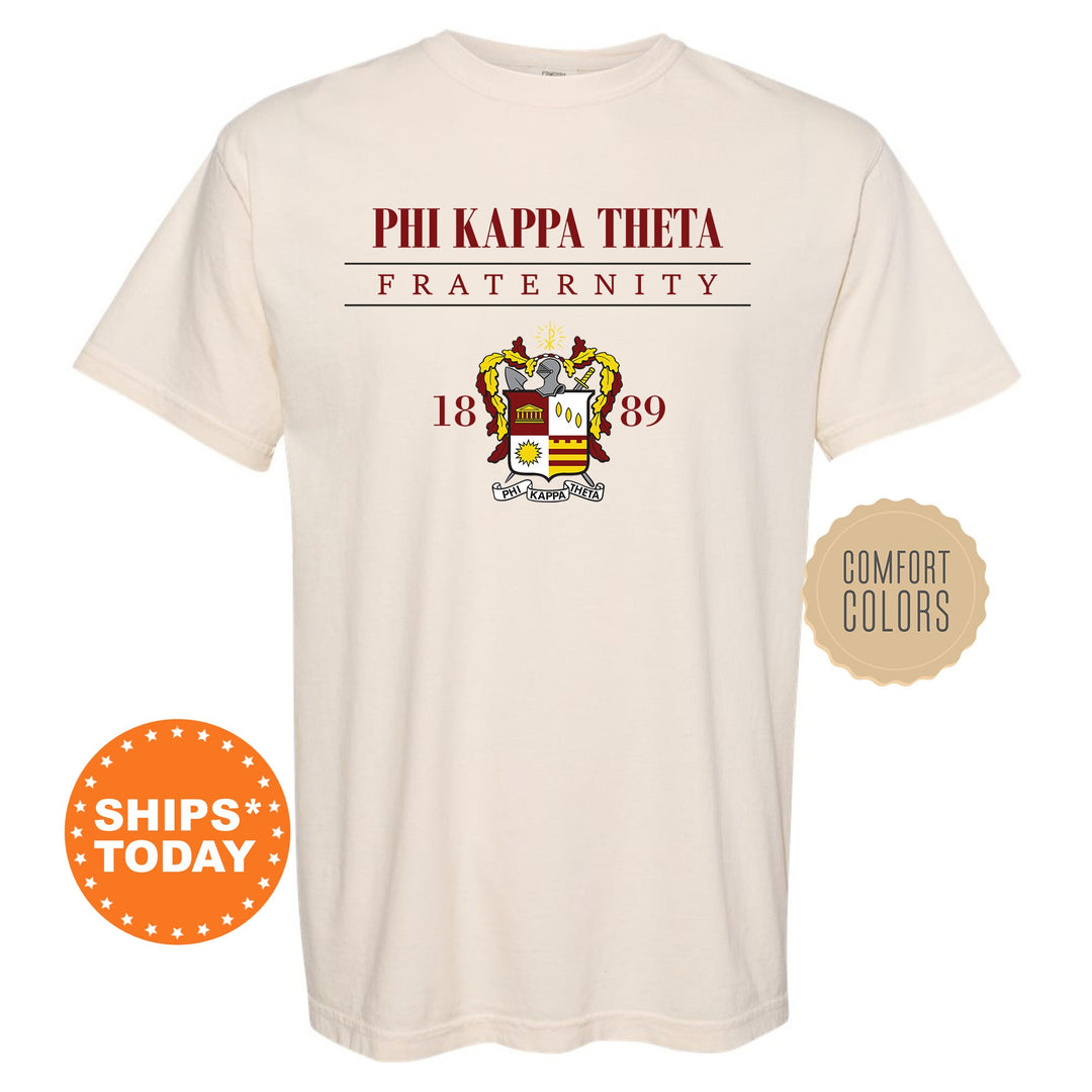 a white t - shirt with the phikapa teka fraternity seal on it