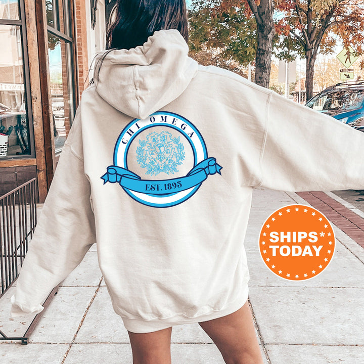 Chi Omega Crestify Sorority Sweatshirt | Chi O Sorority Crest Crewneck | Big Little Reveal Gift | Chi Omega Merch | Greek Sweatshirt