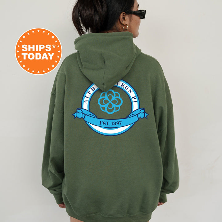 Alpha Omicron Pi Crestify Sorority Sweatshirt | Alpha O Sorority Crest Crewneck | Big Little Reveal | AOII Sorority Merch | Greek Apparel