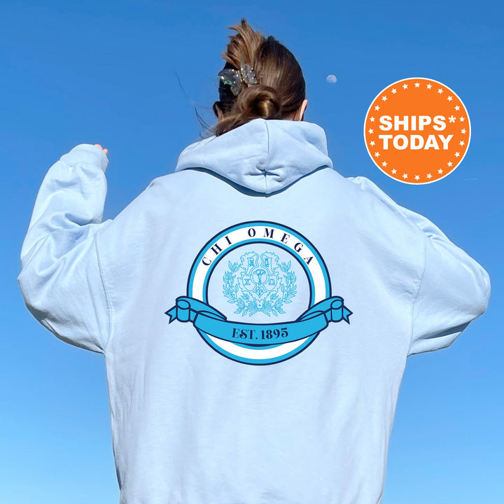 Chi Omega Crestify Sorority Sweatshirt | Chi O Sorority Crest Crewneck | Big Little Reveal Gift | Chi Omega Merch | Greek Sweatshirt