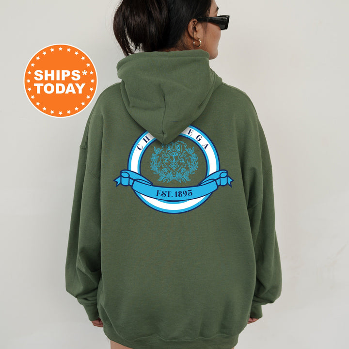 Chi Omega Crestify Sorority Sweatshirt | Chi O Sorority Crest Crewneck | Big Little Reveal Gift | Chi Omega Merch | Greek Sweatshirt