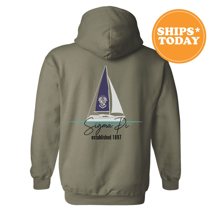 a hoodie with a sailboat on it