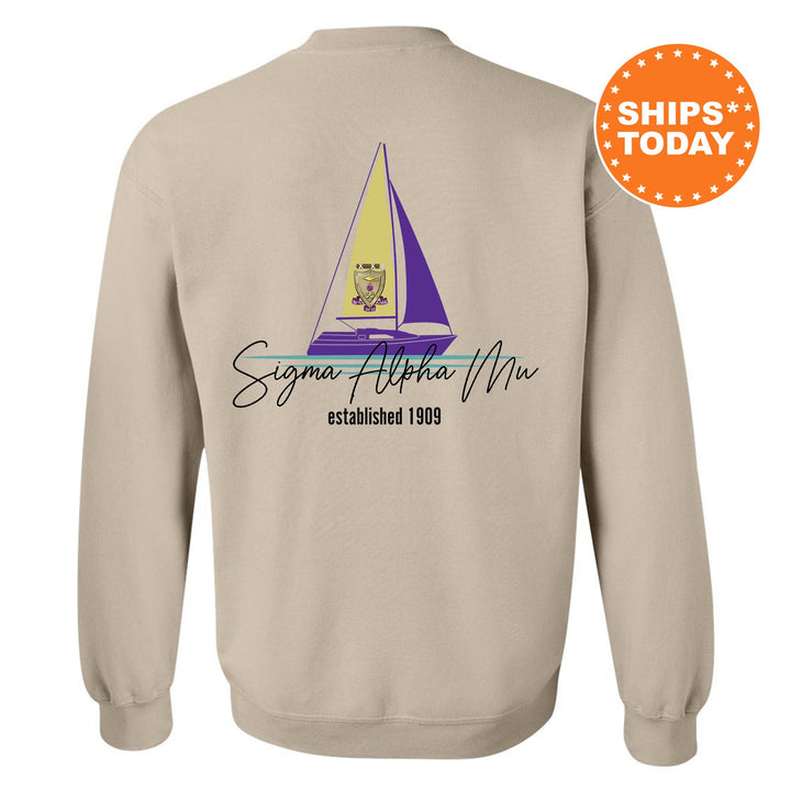 a sweatshirt with a sailboat on it