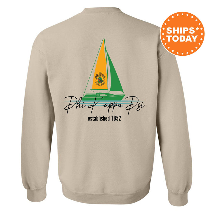 a sweatshirt with a sail boat on it