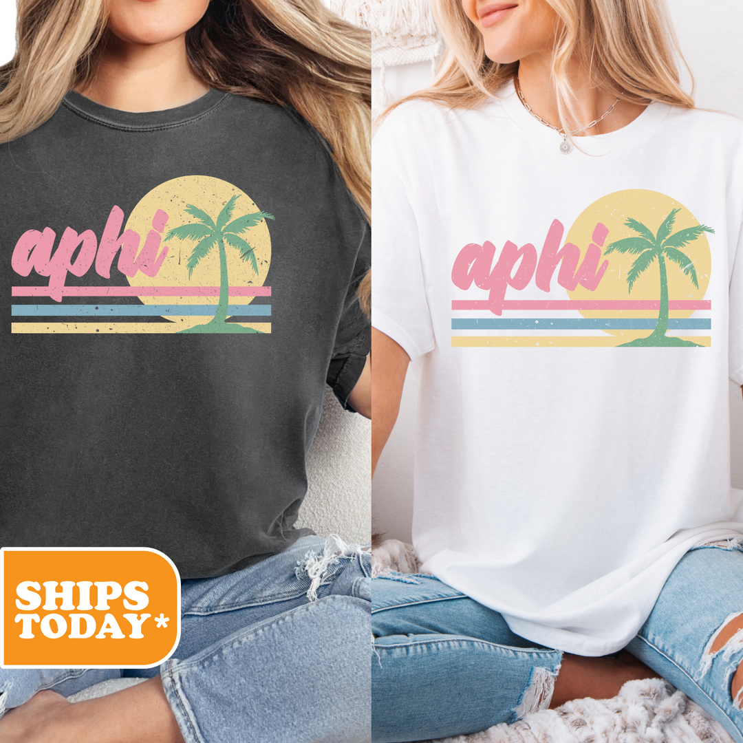 two women wearing t - shirts with the words aphi on them