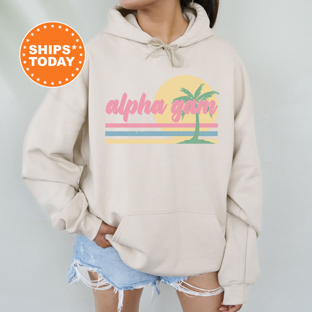 a woman wearing a sweatshirt with the words alohn good on it