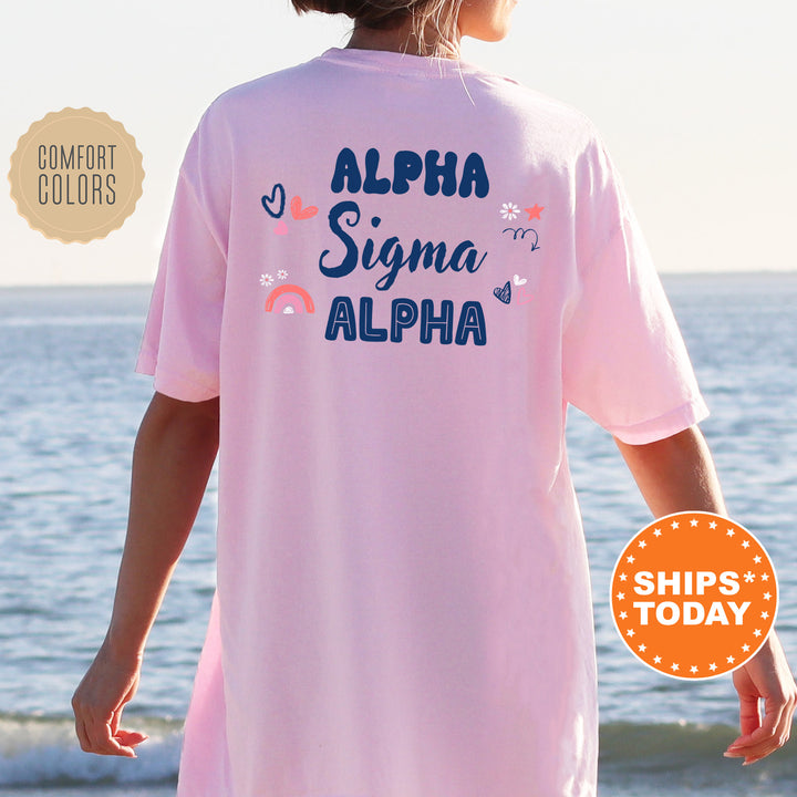 a woman wearing a pink shirt with the words, aloha, and a
