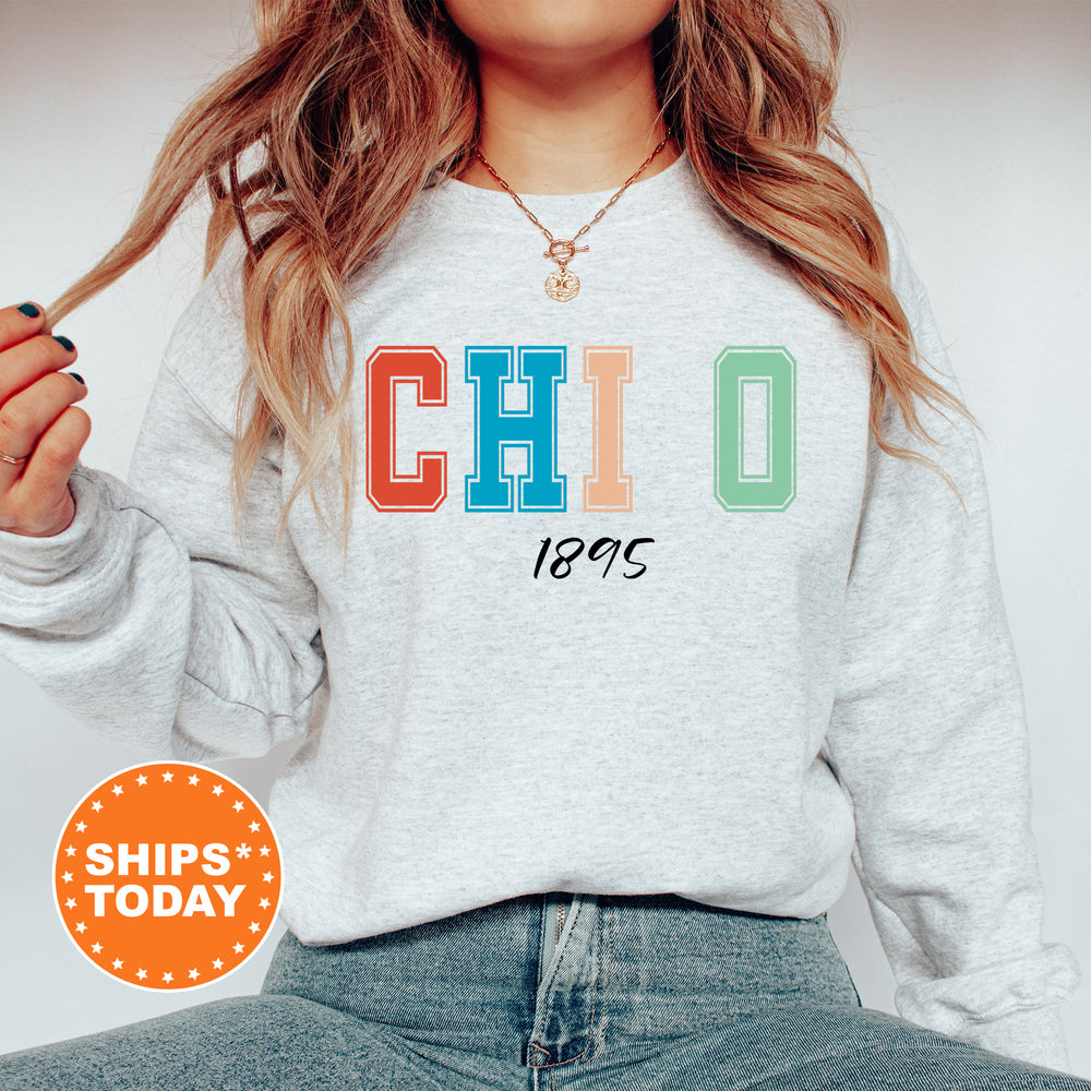 a woman wearing a sweatshirt with the word chicago printed on it