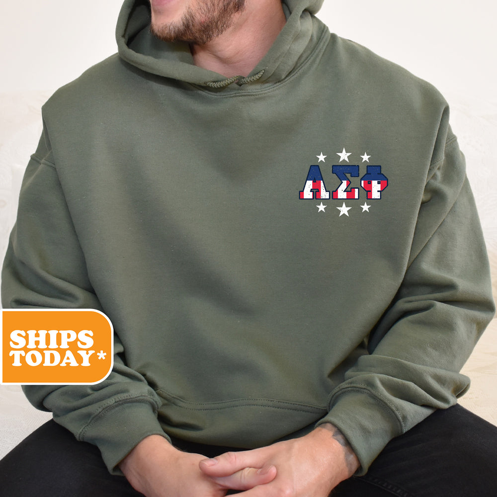 a man wearing a green hoodie with stars on it