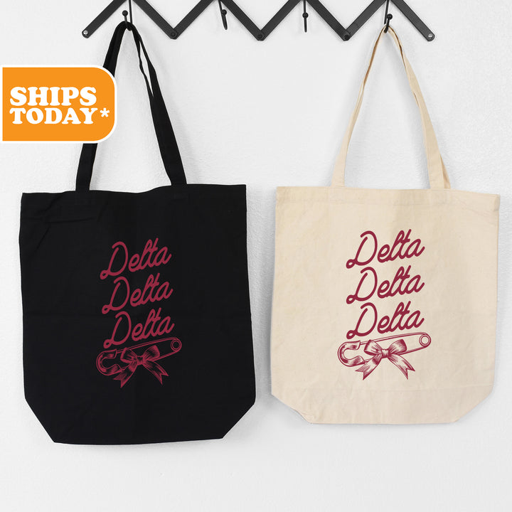 two shopping bags hanging on a wall