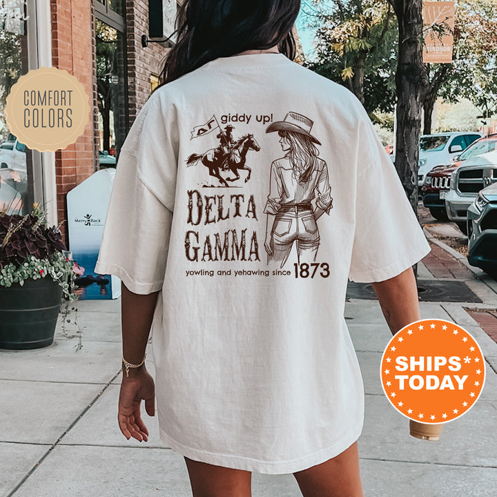 a woman walking down a sidewalk wearing a white shirt