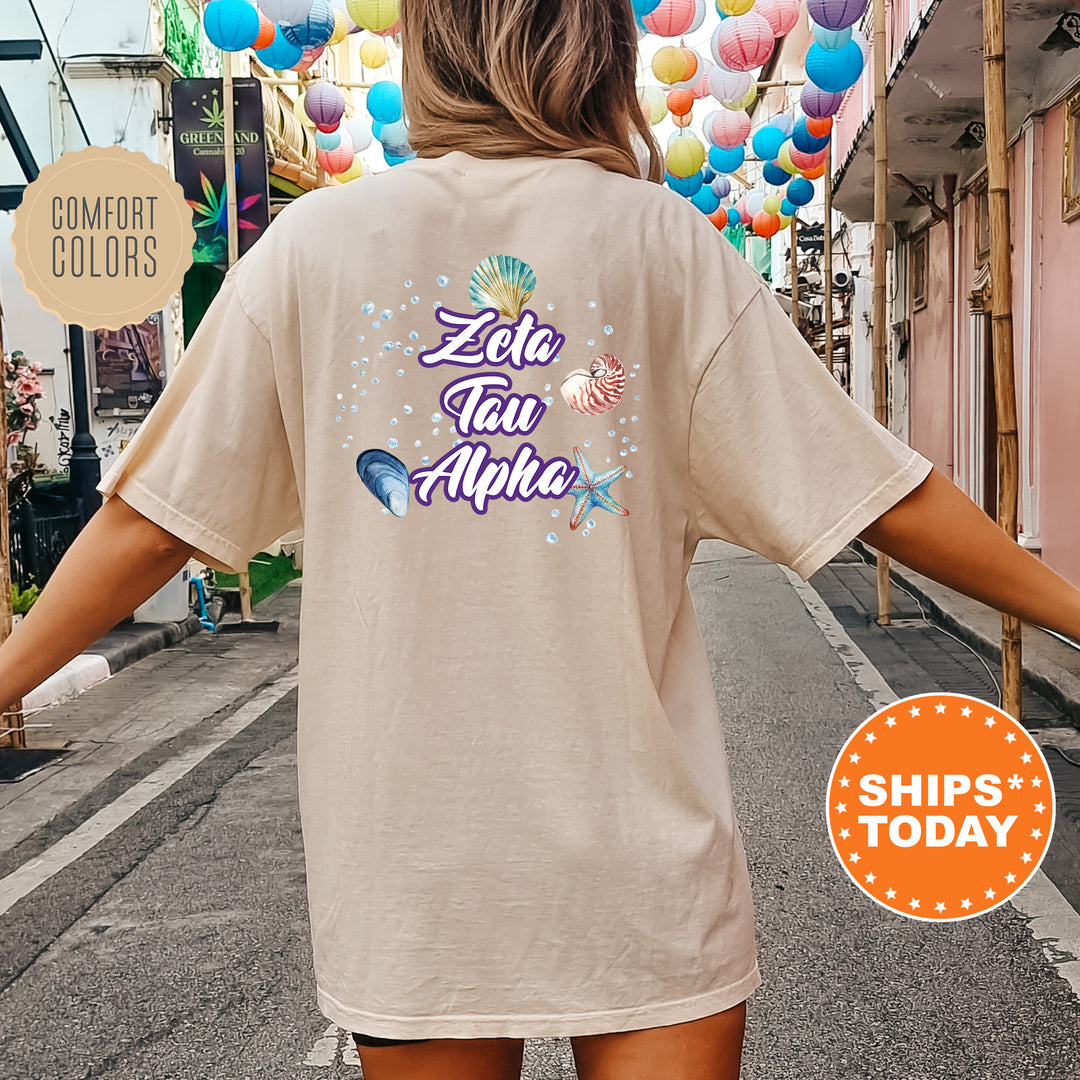 a woman walking down a street with balloons in the background