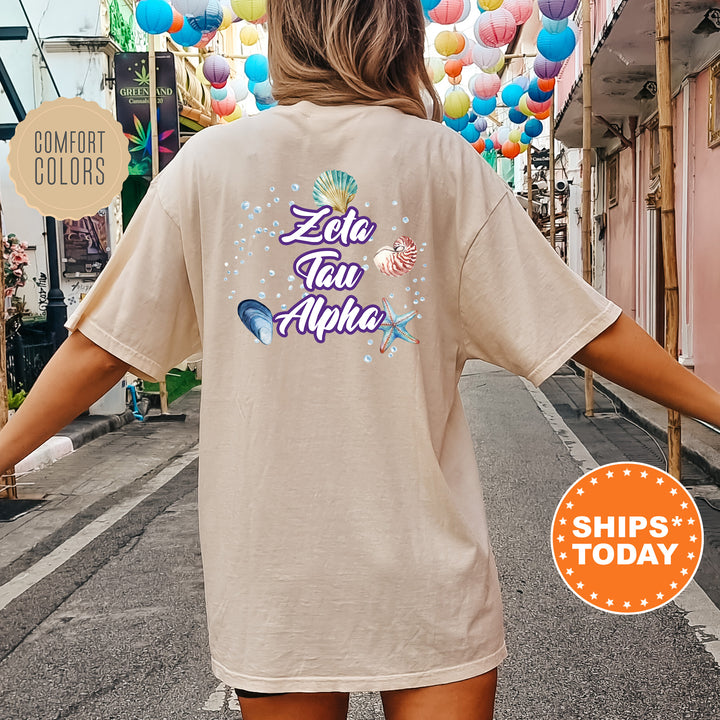 a woman walking down a street with balloons in the background